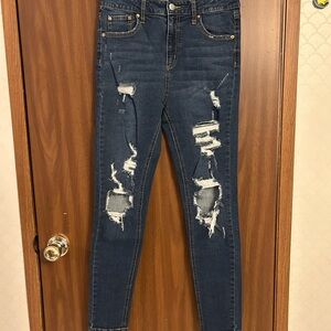 wild fable Dark Blue Distressed Skinny Jeans